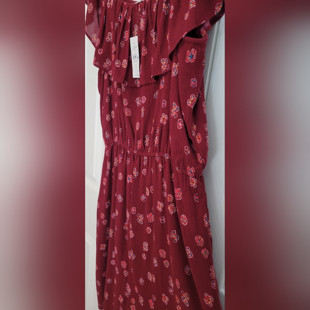 Loft Outlet sundress in merlot print Size M P2P 19" X 33" Long NWT - Picture 5 of 6
